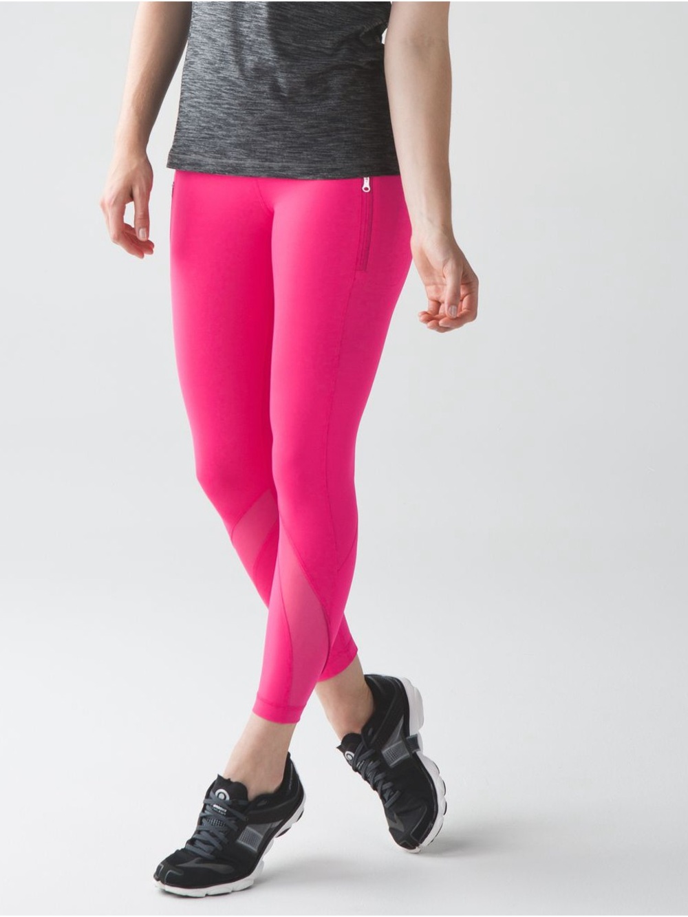Lululemon Inspire Crop Hot Pink Mesh Panel Athletic Leggings Womens Sz 6